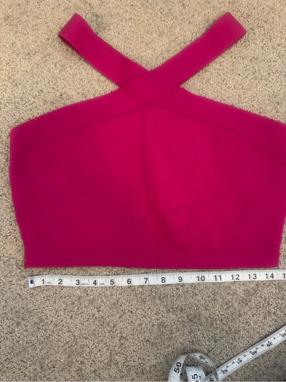 Aritzia Babaton Cross-Back Crop Top in Hot Pink - Picture 3 of 4